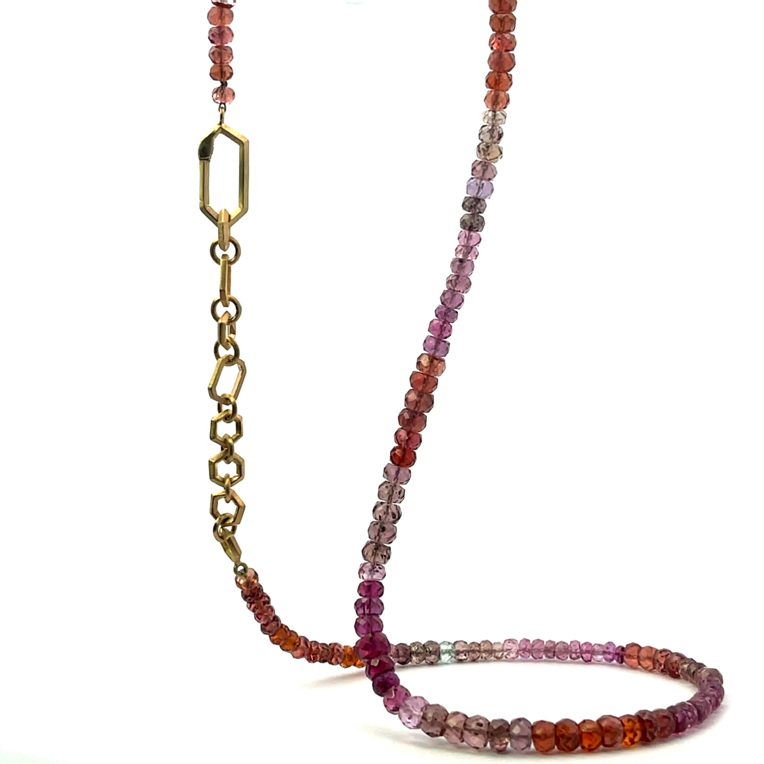 18 karat Yellow Gold and Mali Garnet Necklace