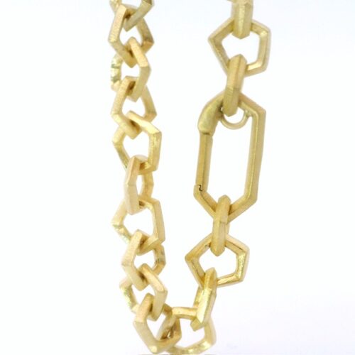 Yellow Gold Geometric Shape Link Necklace