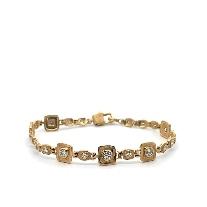 Yellow Gold and Diamond Squares Bracelet