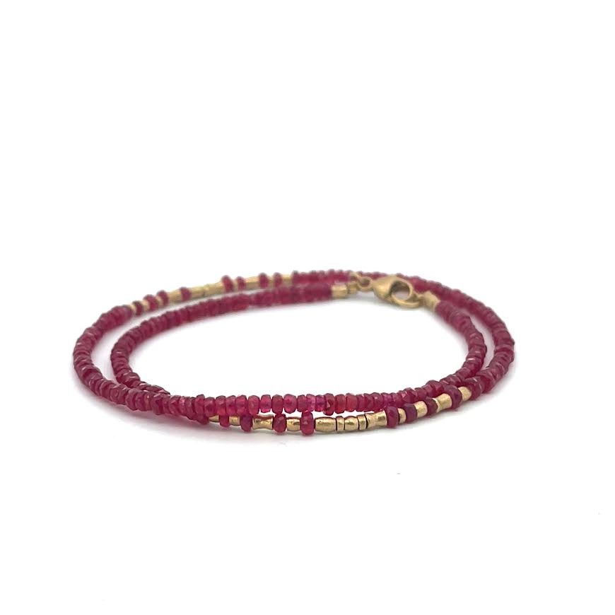 18 karat Yellow Gold and Ruby Wrap Bracelet