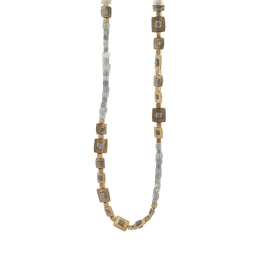 18 karat Yellow Gold and Gray Diamond Necklace