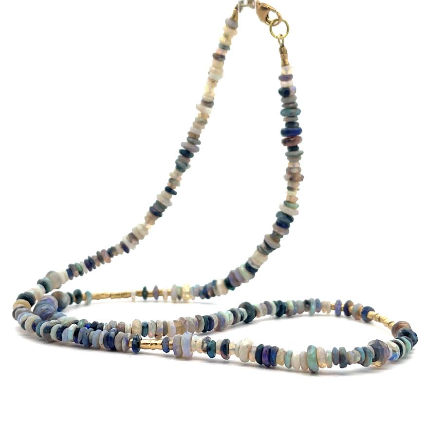 18 karat Yellow Gold and Opal Beaded Necklace