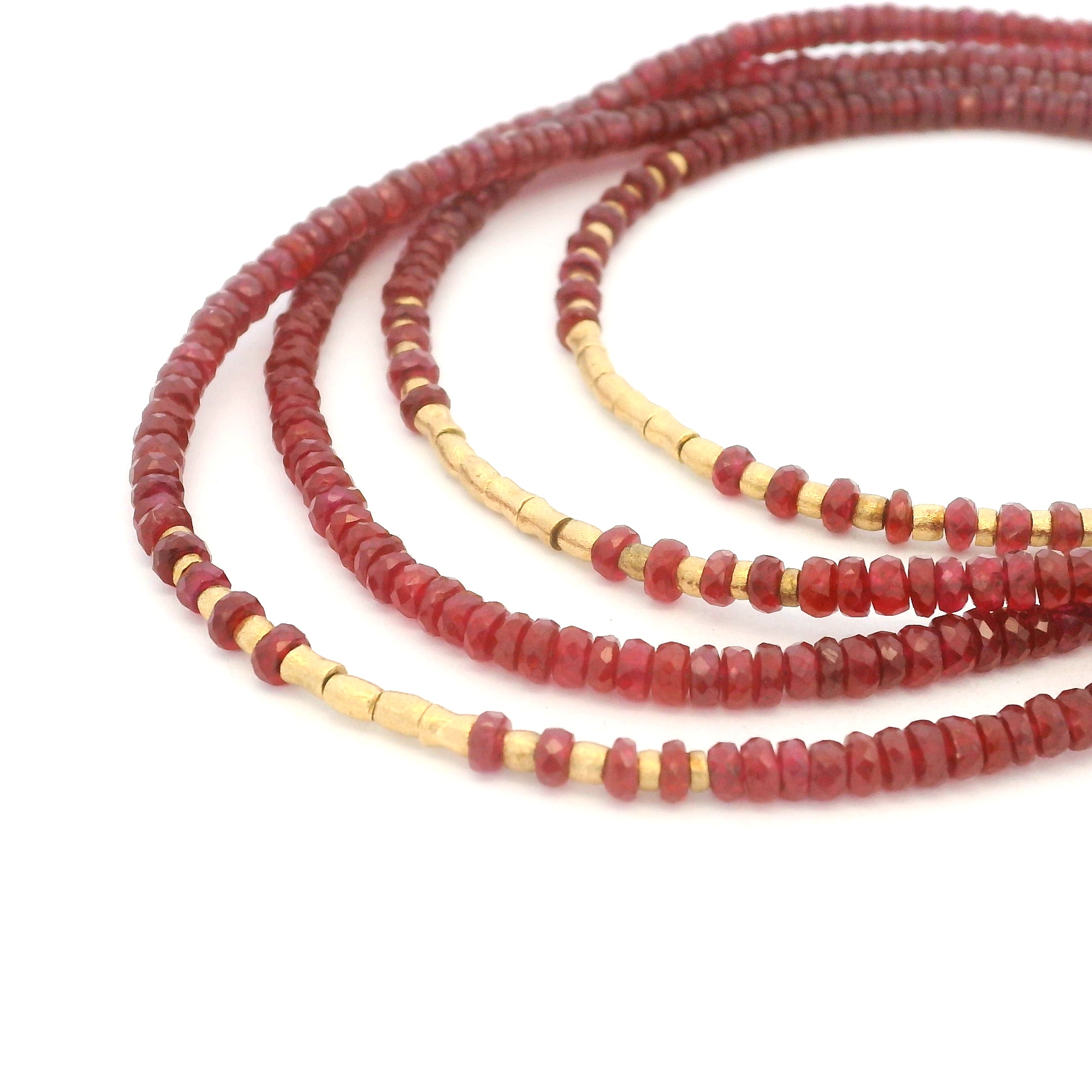Yellow Gold and Ruby Beaded Strand