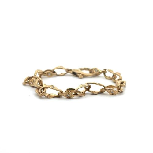 Yellow Gold and Diamond Twisted Link Bracelet