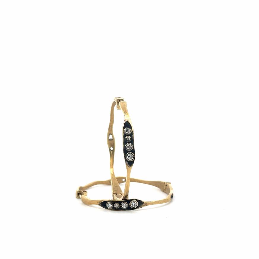 18 karat Yellow Gold and Diamond Hoops