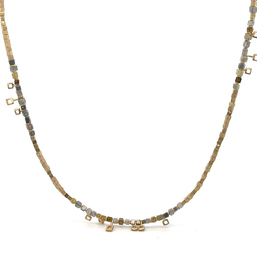 18 karat Yellow Gold and Diamond Long Shadows Necklace, 17.5"