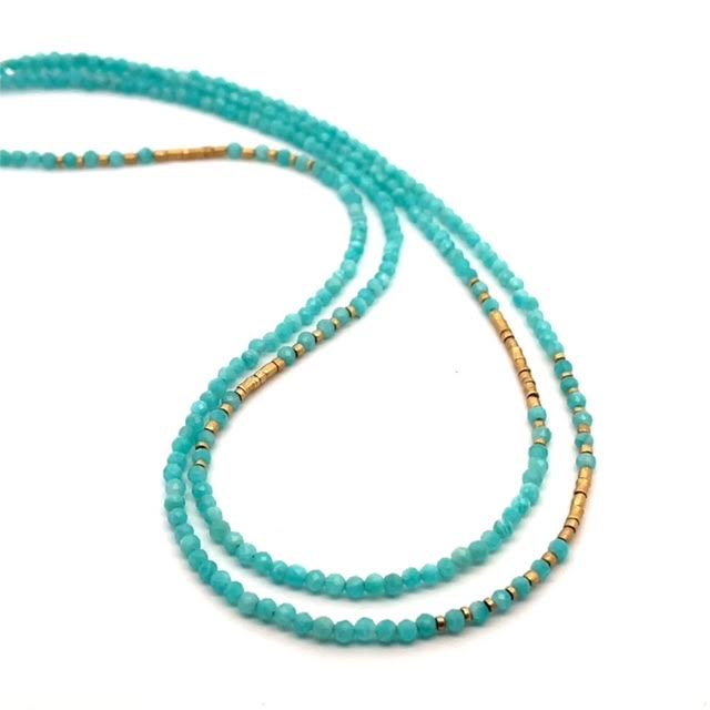 Amazonite and 18 karat Yellow Gold Necklace