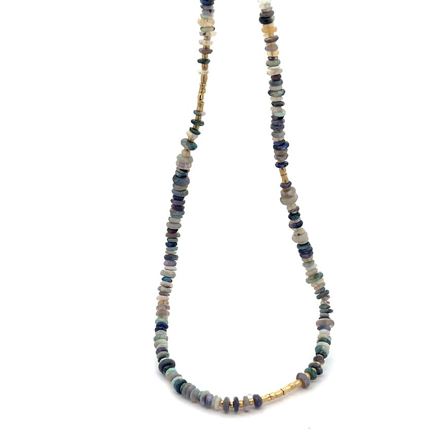 18 karat Yellow Gold and Opal Beaded Necklace
