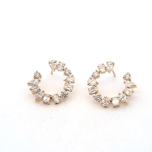Circular Multi-Diamond Earrings