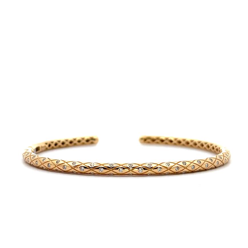 18 karat Yellow Gold and Diamond Bliss Thin Cuff
