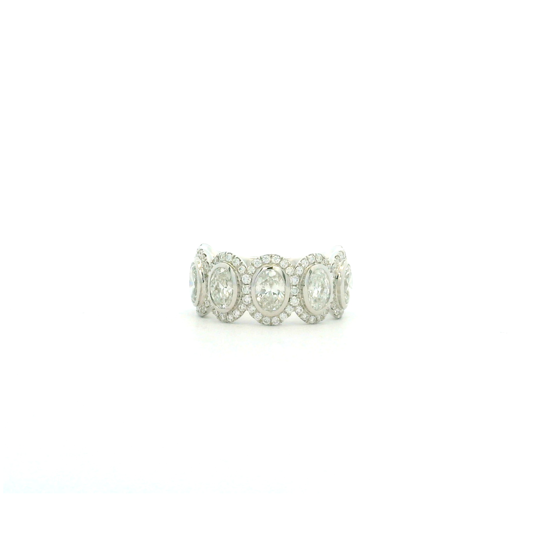White Gold Oval Diamonds Halo Band