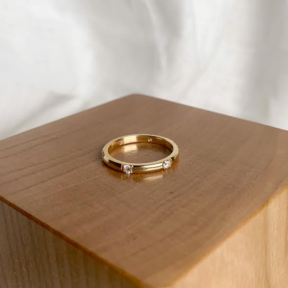 Yellow Gold and Diamond Stacking Ring