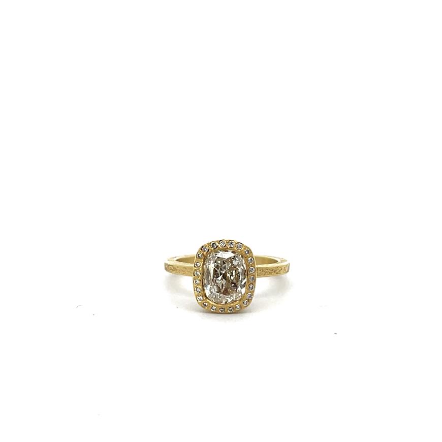 1.5 Cushion Cut Bezel Set Diamond Ring