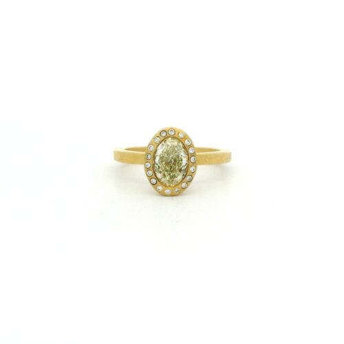 Yellow Gold Oval Diamond Halo Ring