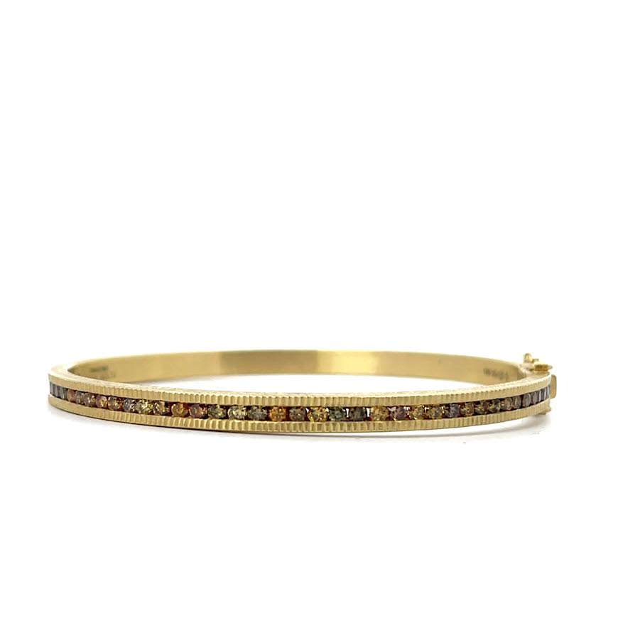 2mm Autumn Brilliant Diamond Hinged Gold Cuff