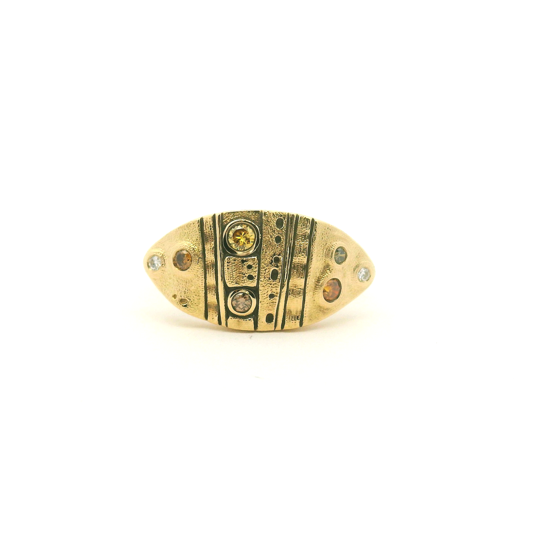 Gold and Diamond 'Leaf' Dome Ring