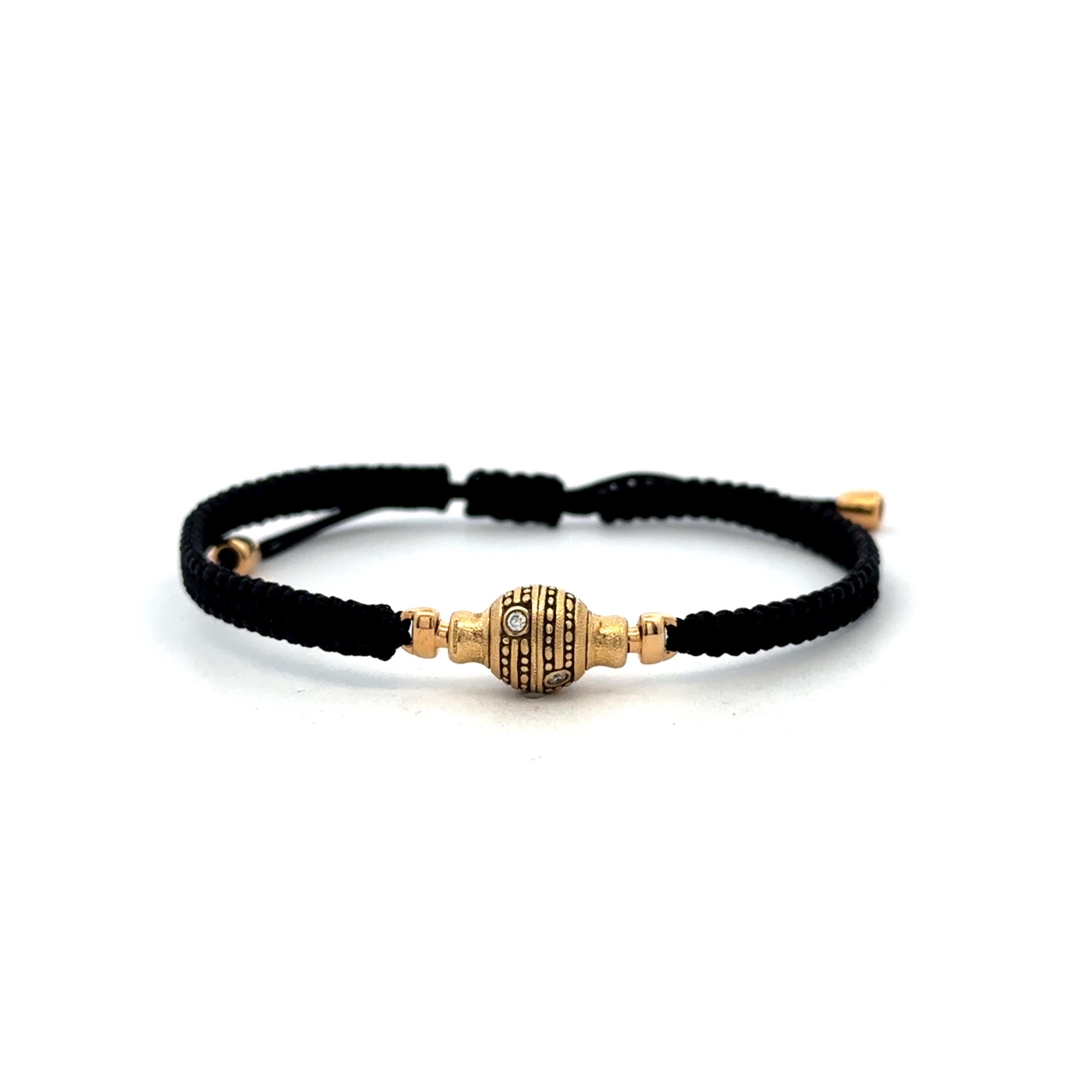 18 karat Yellow Gold and Black Macrame Bracelet