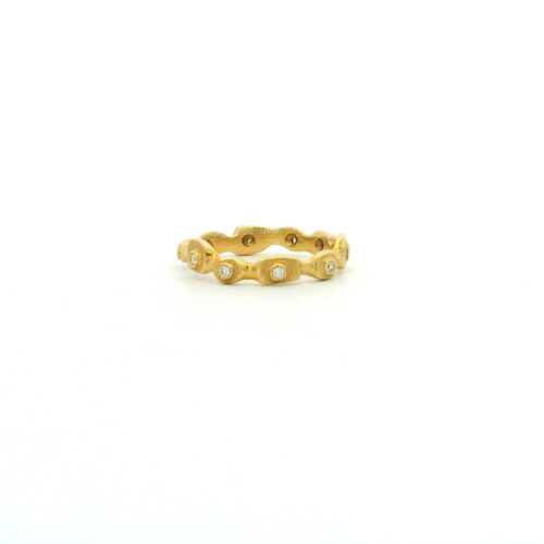 Organic Yellow Gold and Diamond Stacking Ring