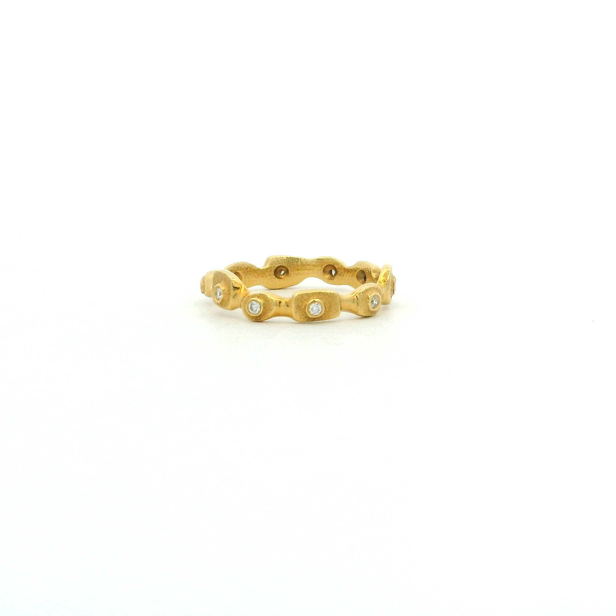 Organic Yellow Gold and Diamond Stacking Ring