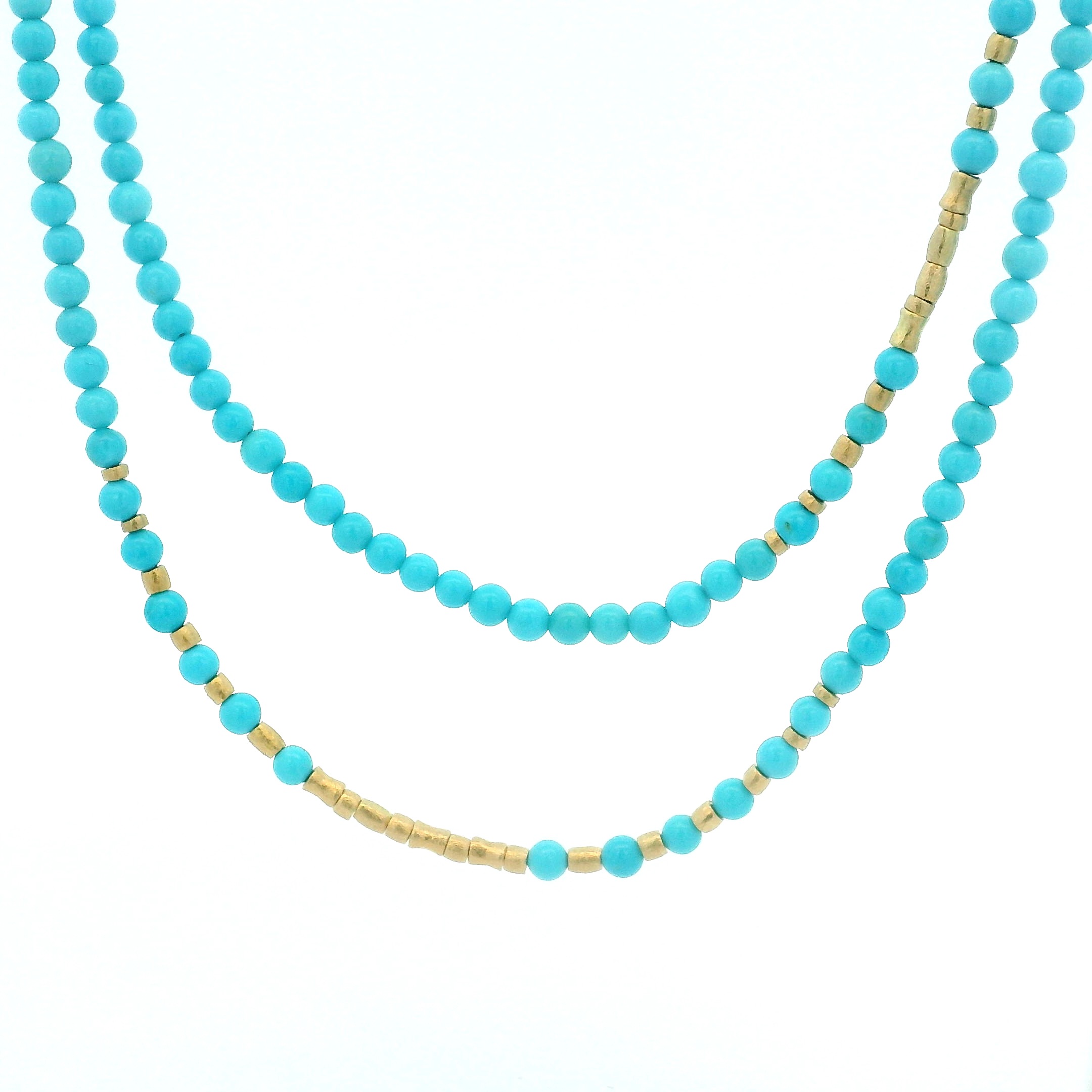 18 Karat Yellow Gold and Turquoise Necklace