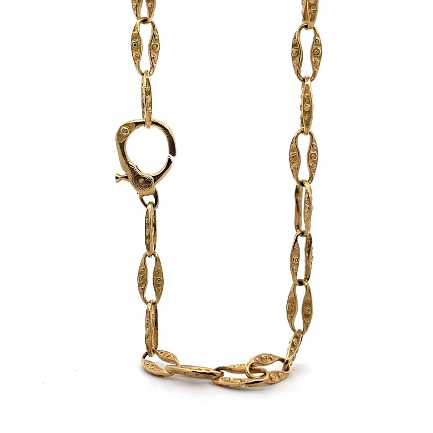 18 karat Yellow Gold Textured Link Necklace