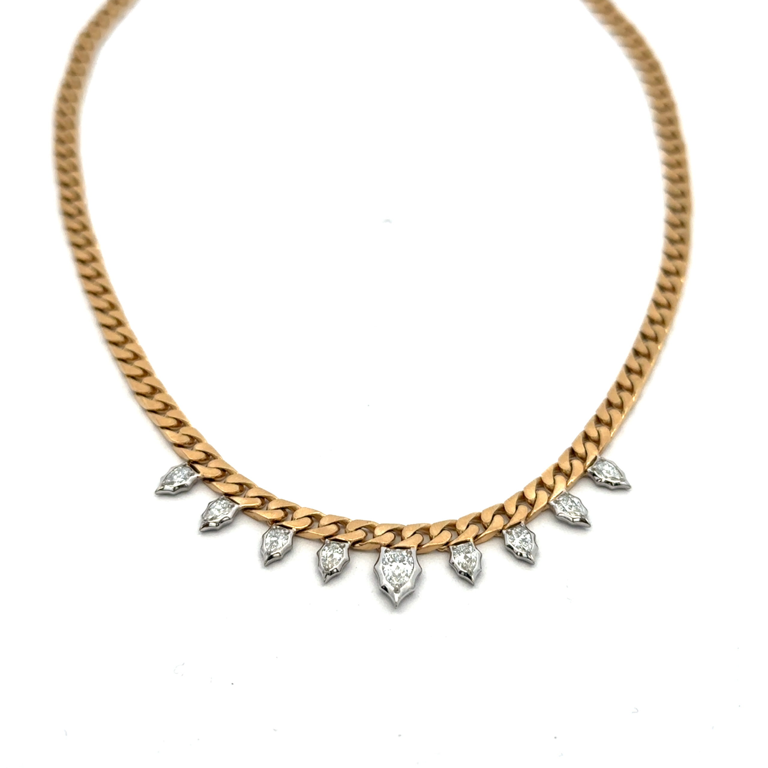 Yellow Gold, Platinum and Diamond Envoy Curb Necklace