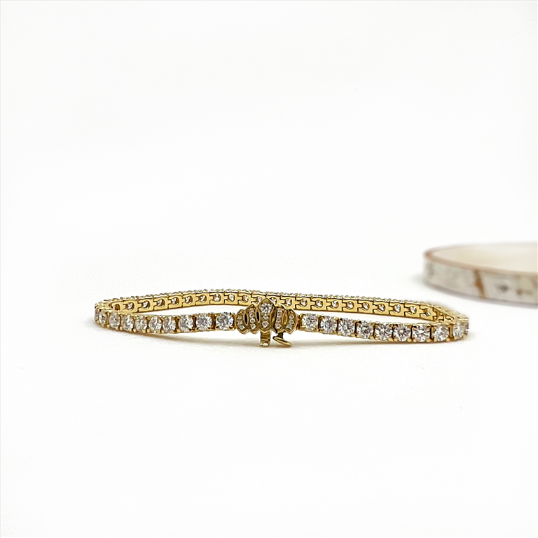 Yellow Gold and Diamond Line Bracelet