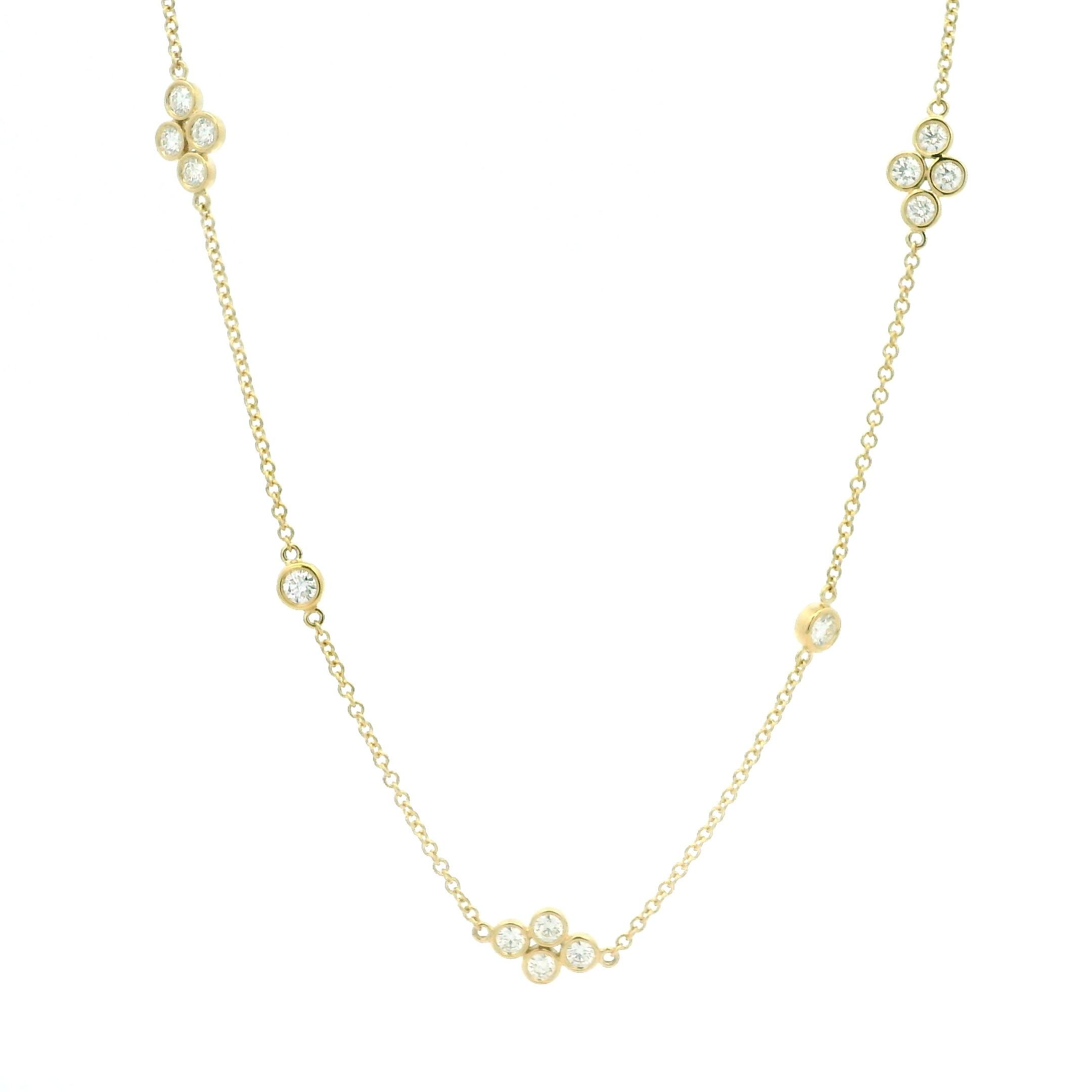 18 Karat Yellow Gold Diamond Quad Necklace