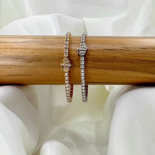 Yellow Gold and Diamond Line Bracelet