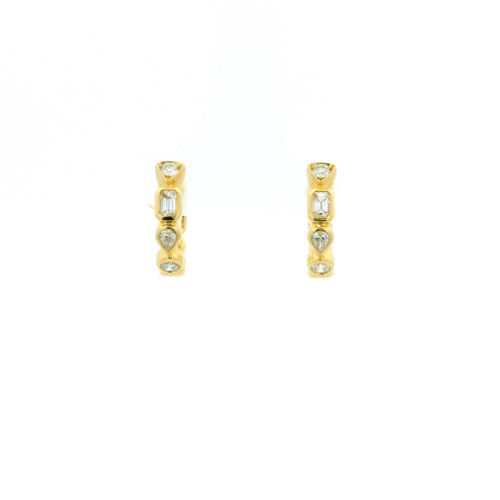 Yellow Gold and Fancy Diamond Petite Hoop Earring