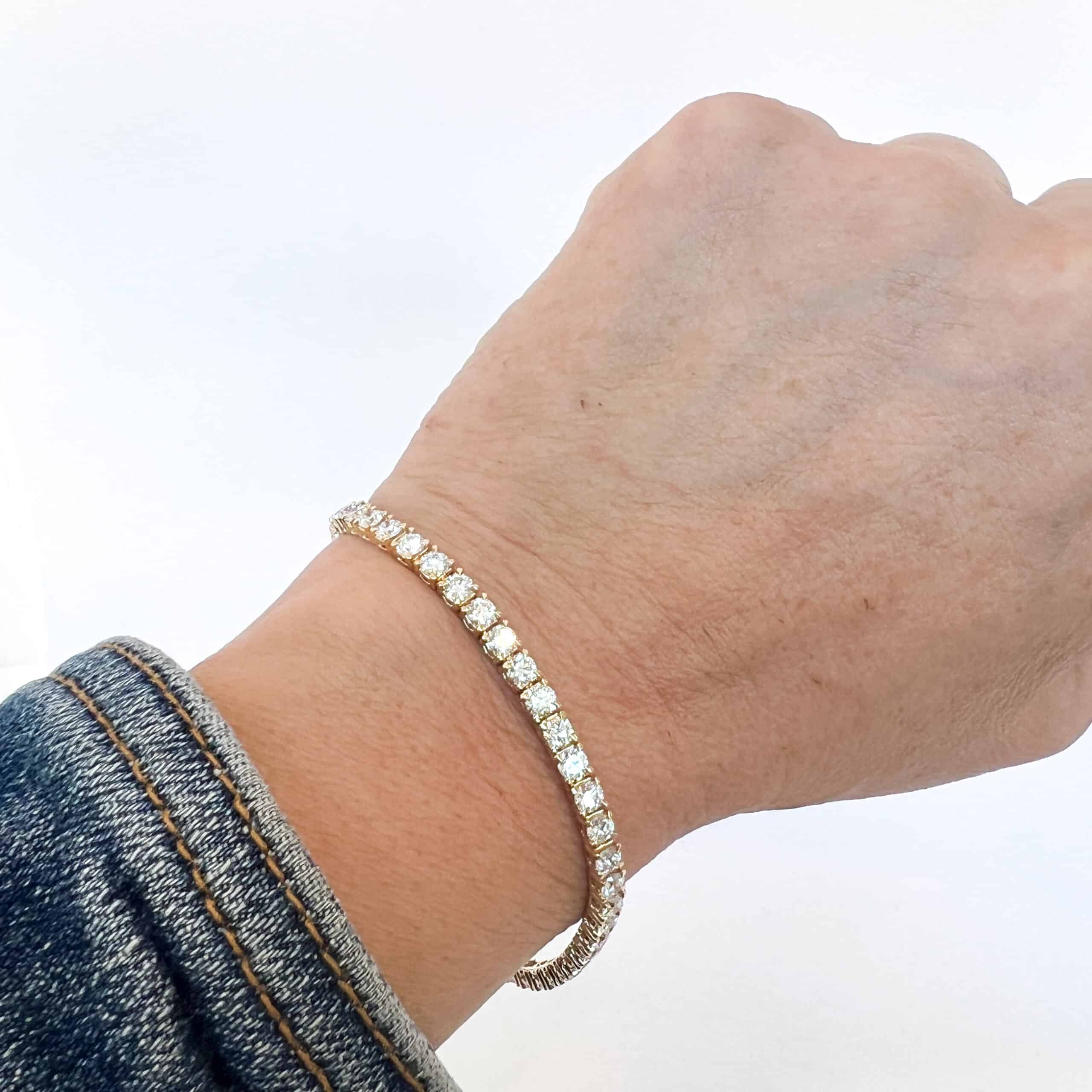 Yellow Gold and Diamond Line Bracelet