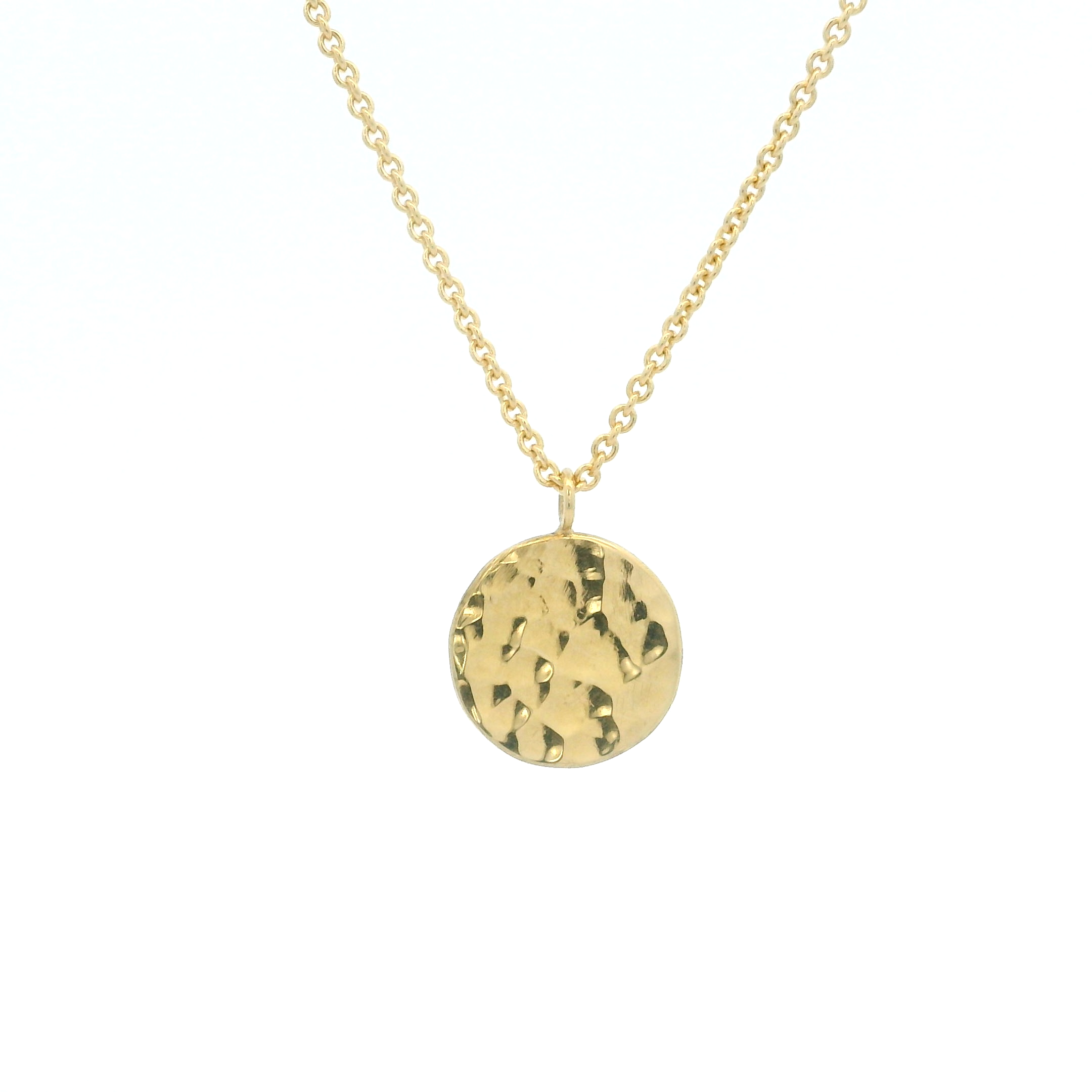 Yellow Gold Disc Pendant Necklace