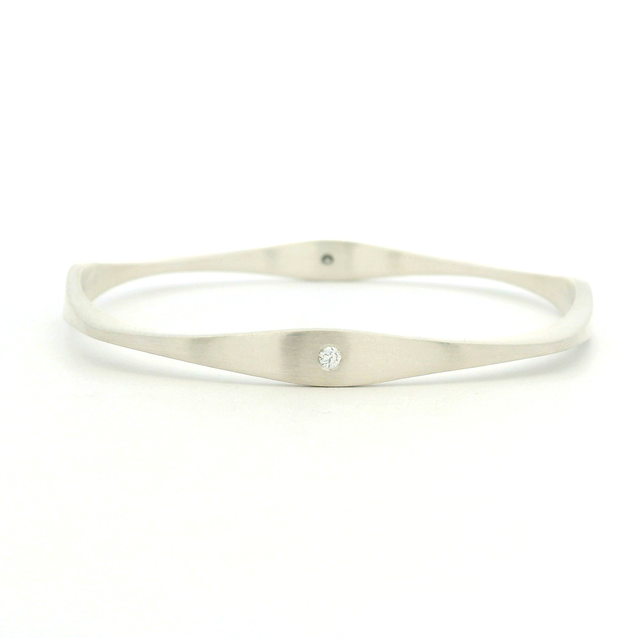 Sterling Silver Four-Sided Diamond Bangle