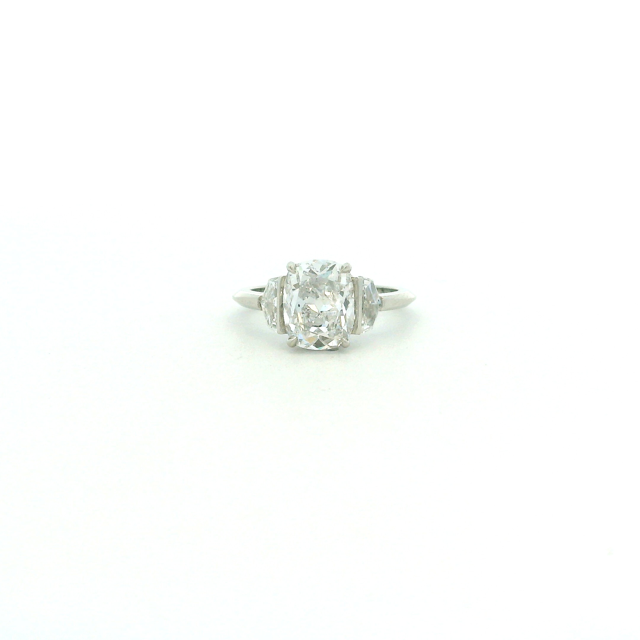 Three Stone 3.01 CT Cushion Diamond RIng
