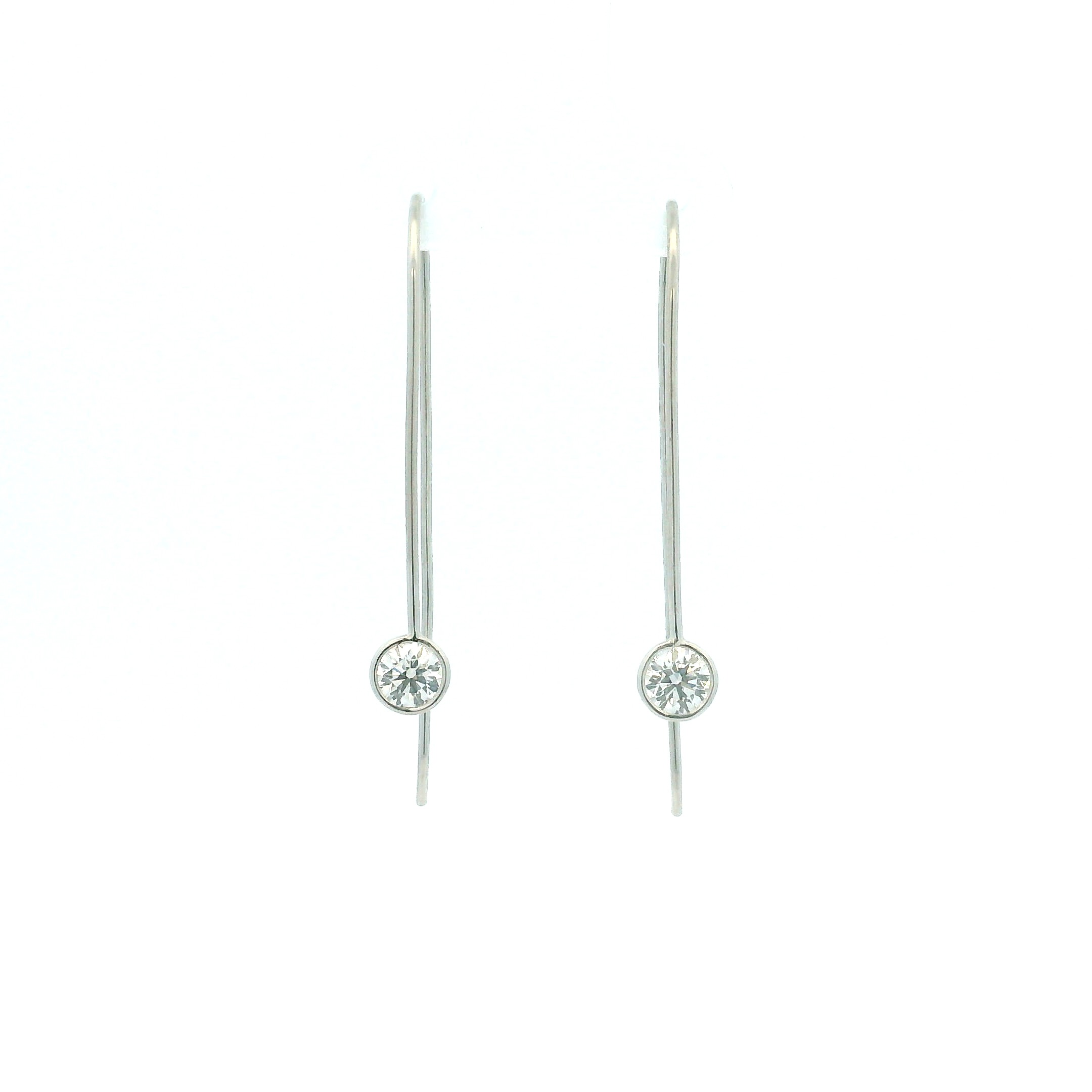 Platinum and Diamond Long Drop Earrings