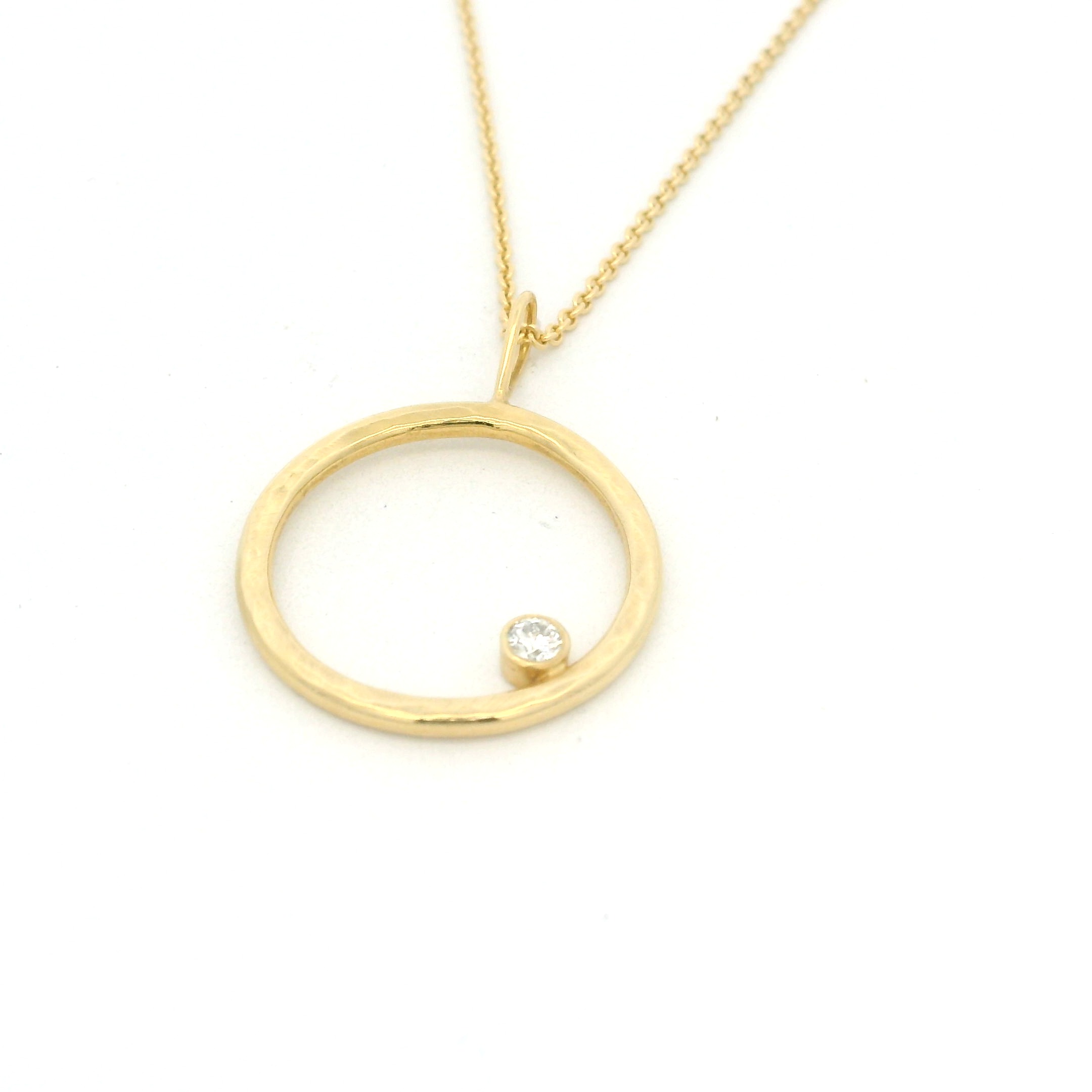 Yellow Gold and Diamond Open Circle Pendant