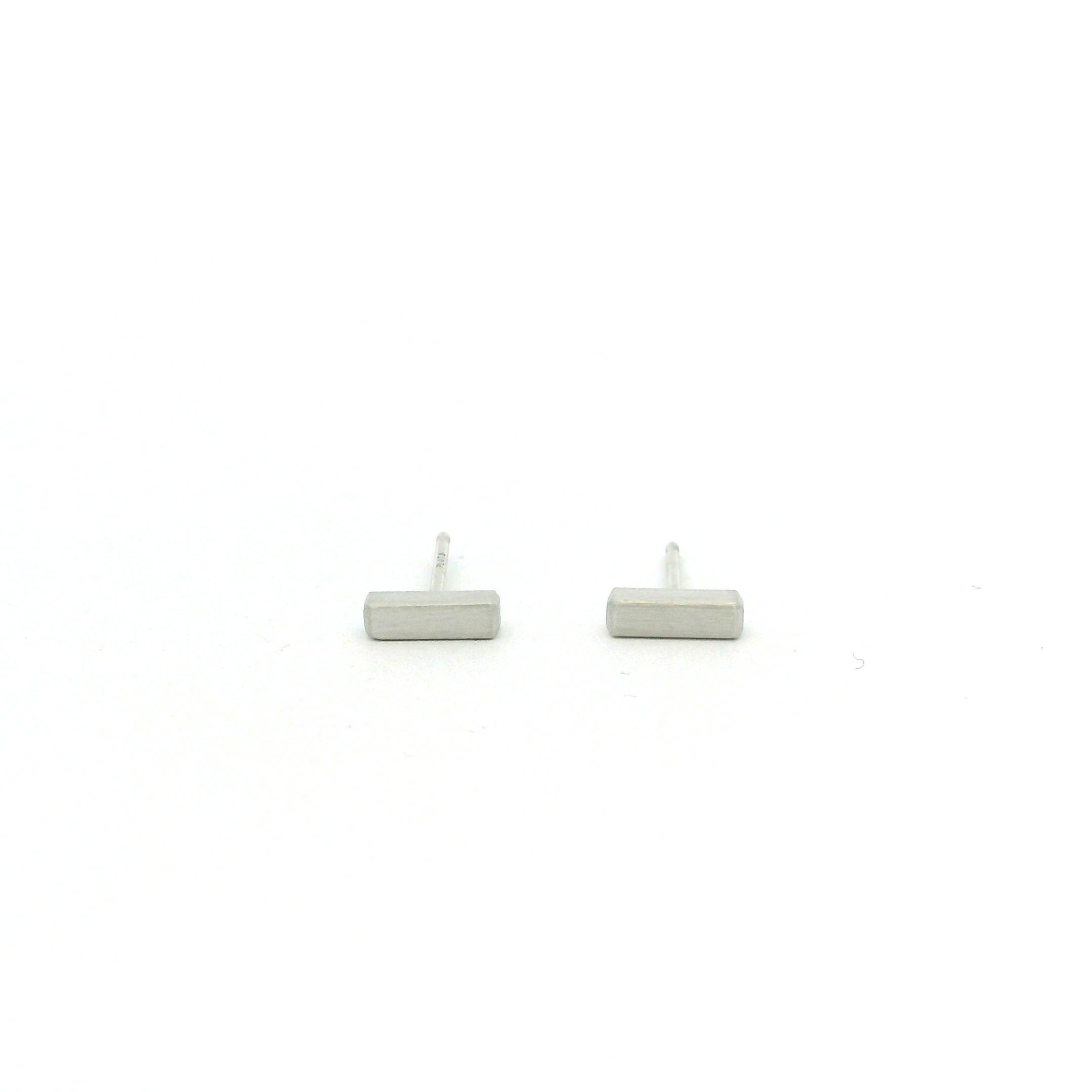 Platinum Bar Stud Earrings