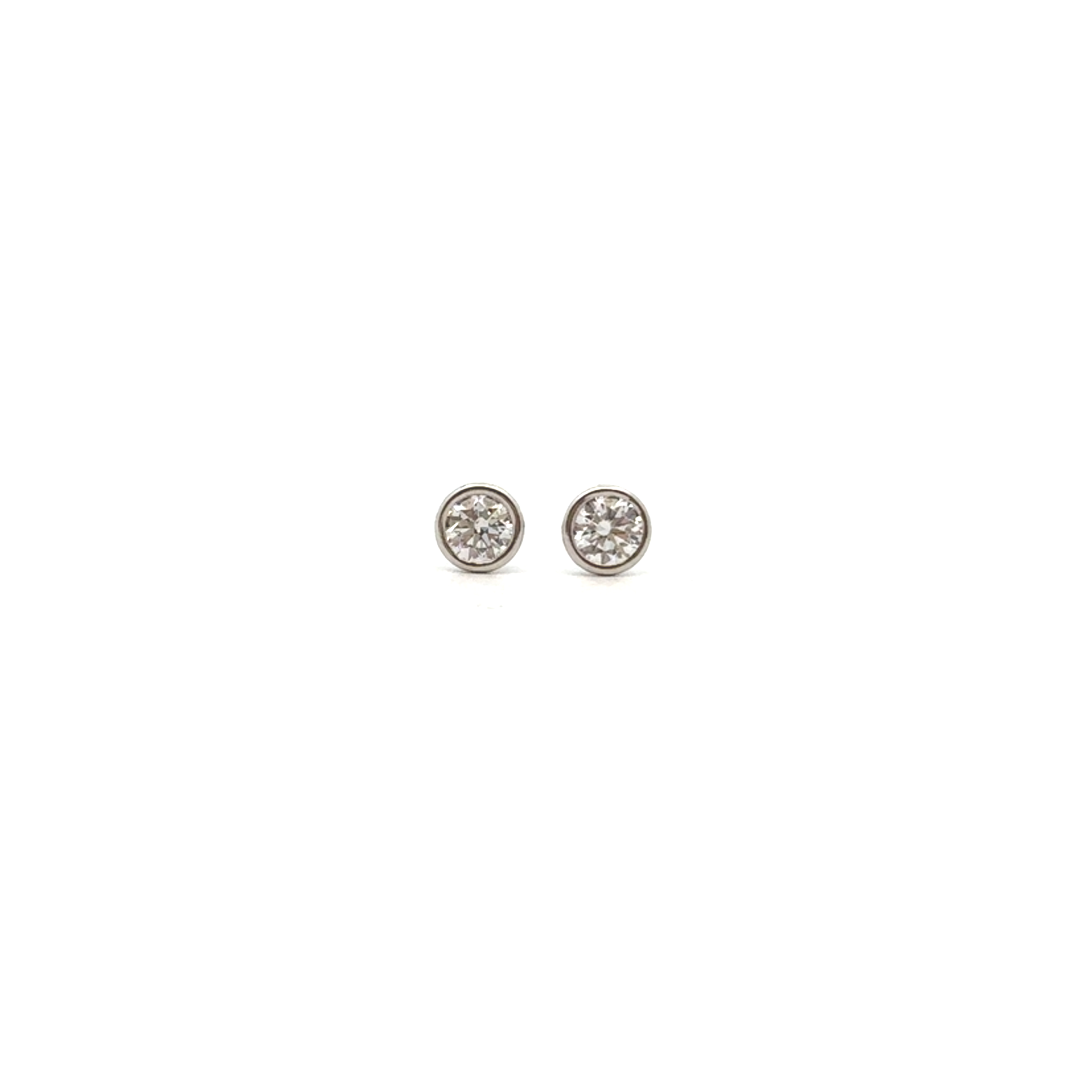 Platinum and Diamond Bezel Stud Earrings