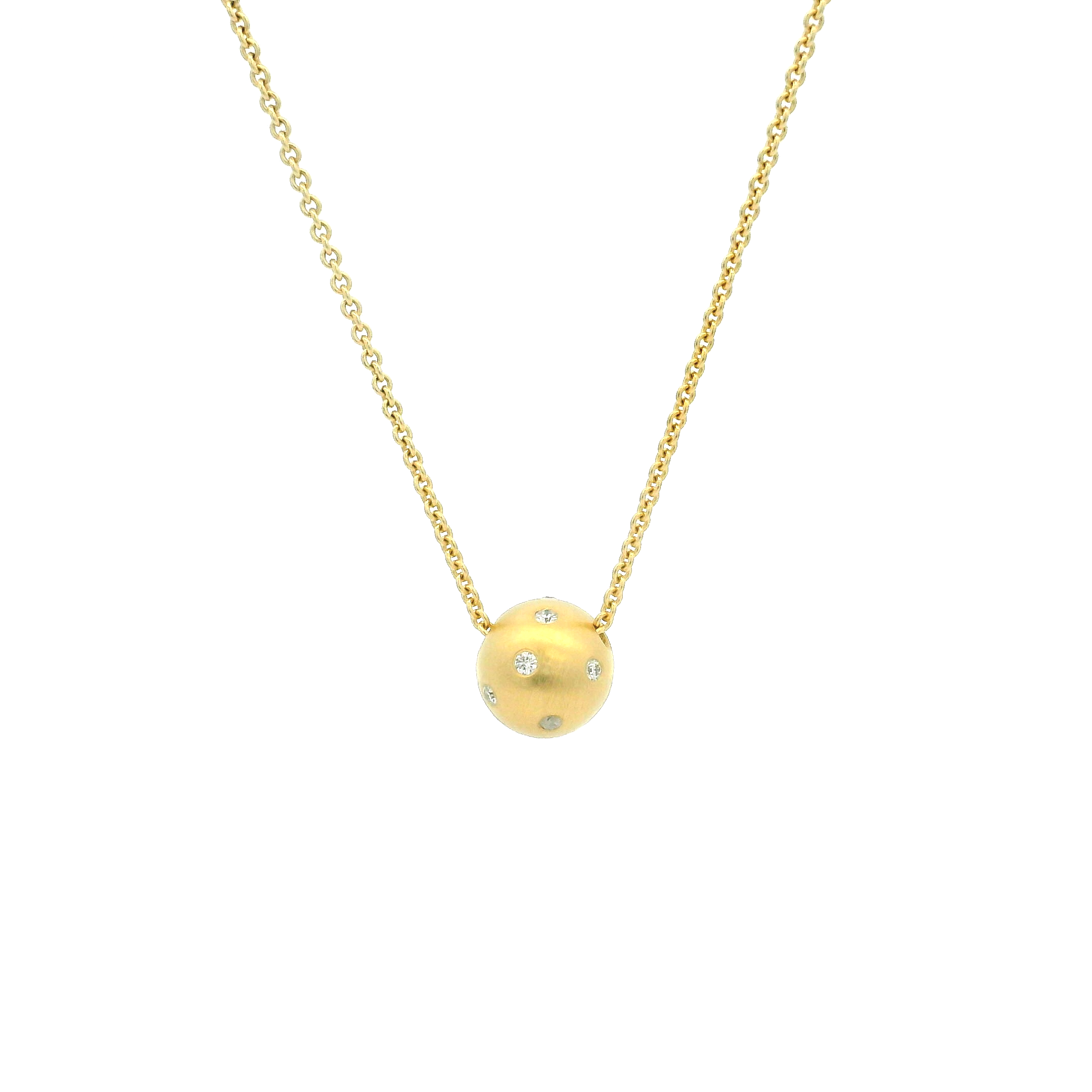 18 Karat Yellow Gold and Diamond Sphere Pendant