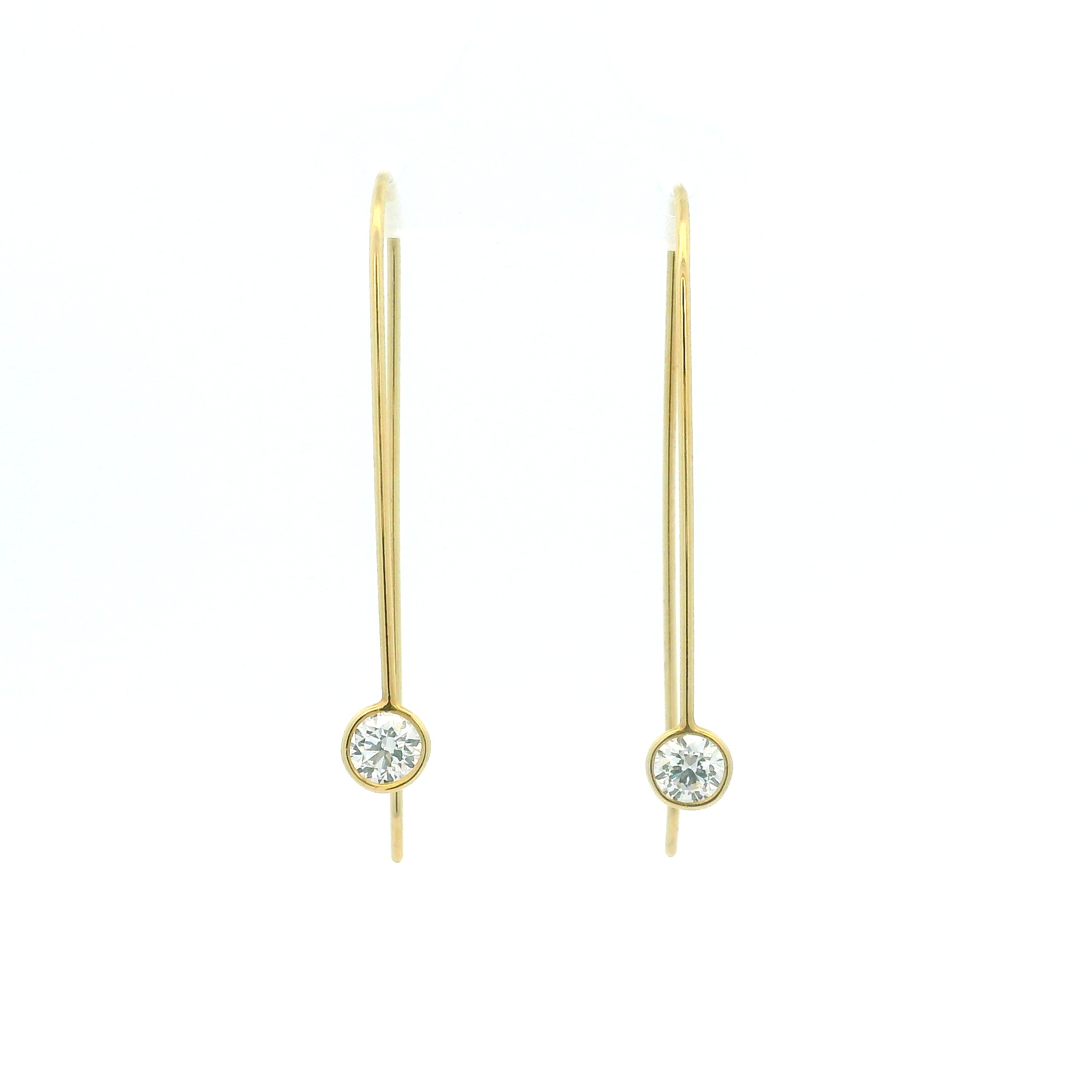 18 karat Yellow Gold and Diamond Long Drop Earrings