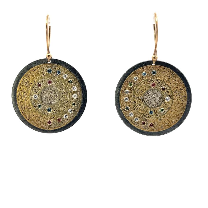 Mixed Metal and Colored Diamond Earrings
