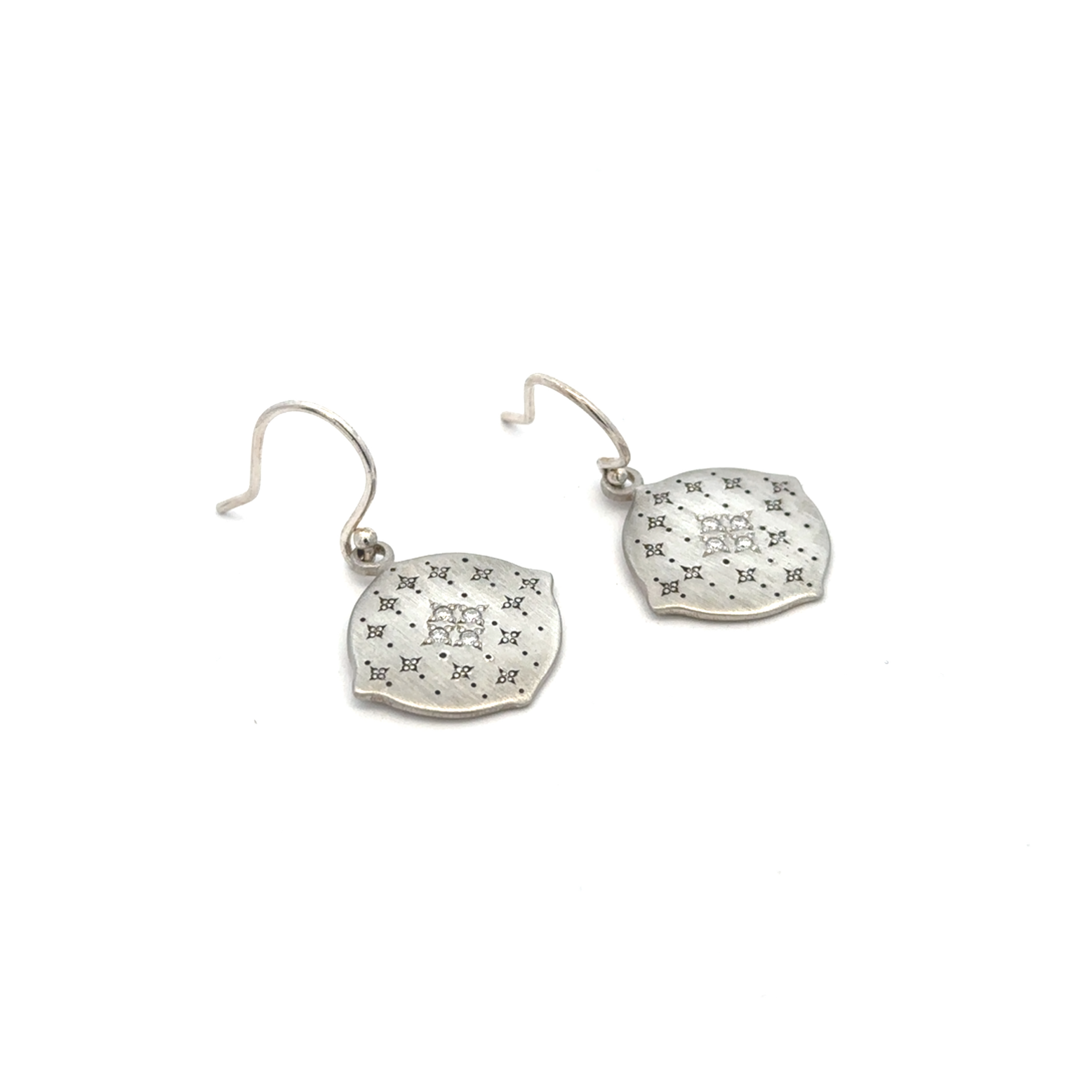 Sterling silver and Diamond Sky Earrings