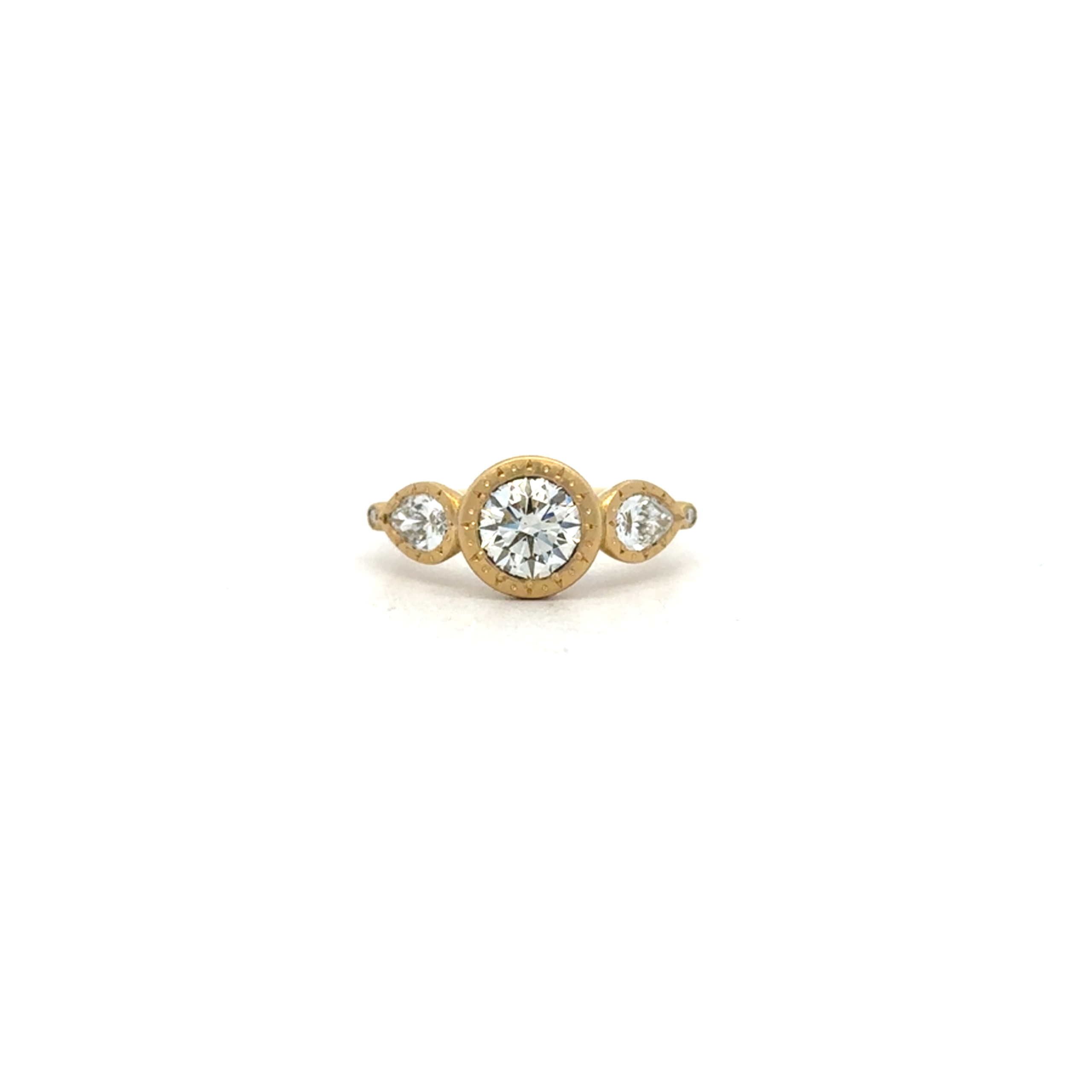 18 Karat Yellow Gold Five Diamond Ring
