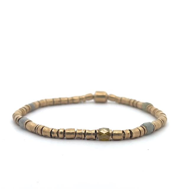 18 karat  Yellow Gold and Natural Diamond Cylinder Bracelet