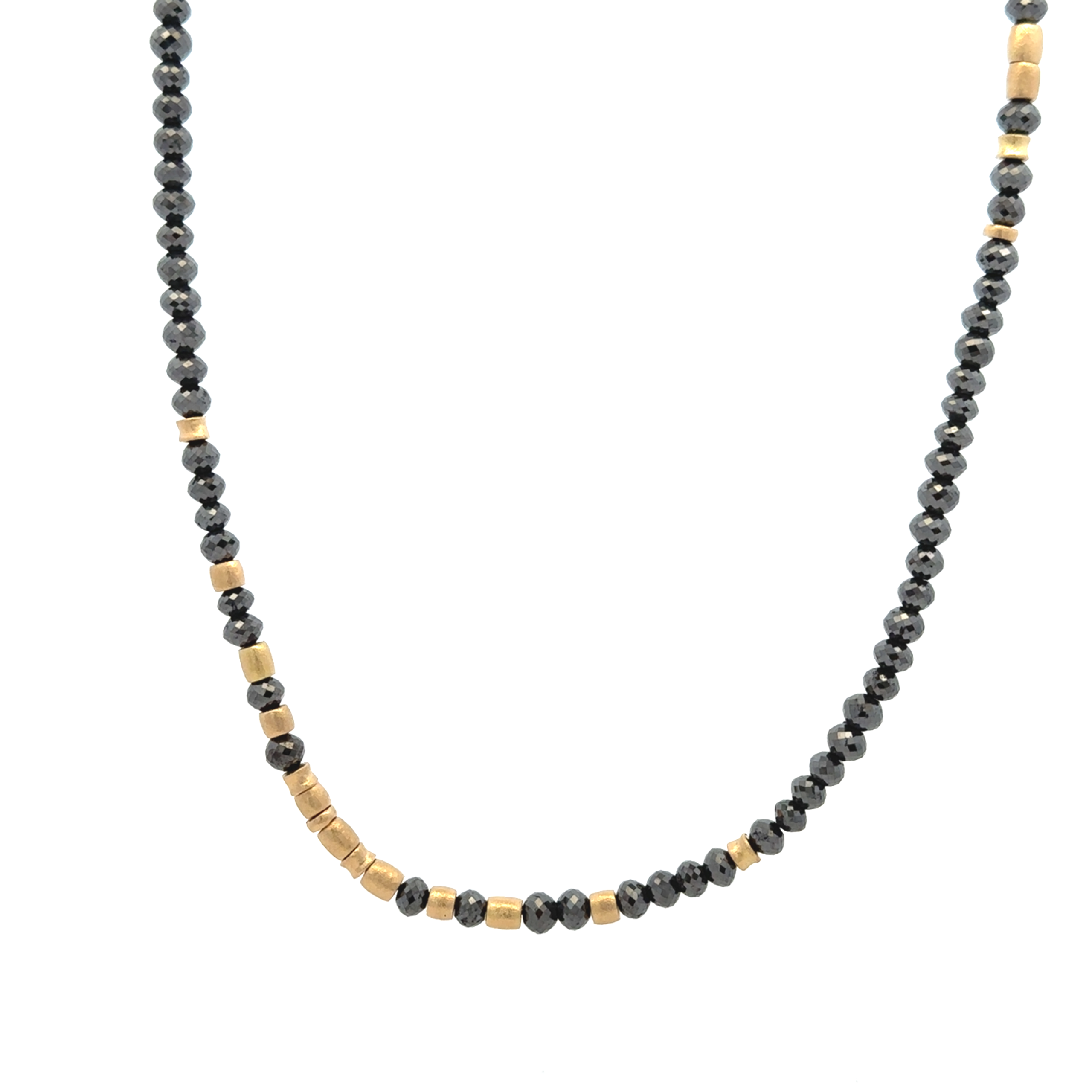 17" Black Diamond and 18 Karat Yellow Gold Necklace