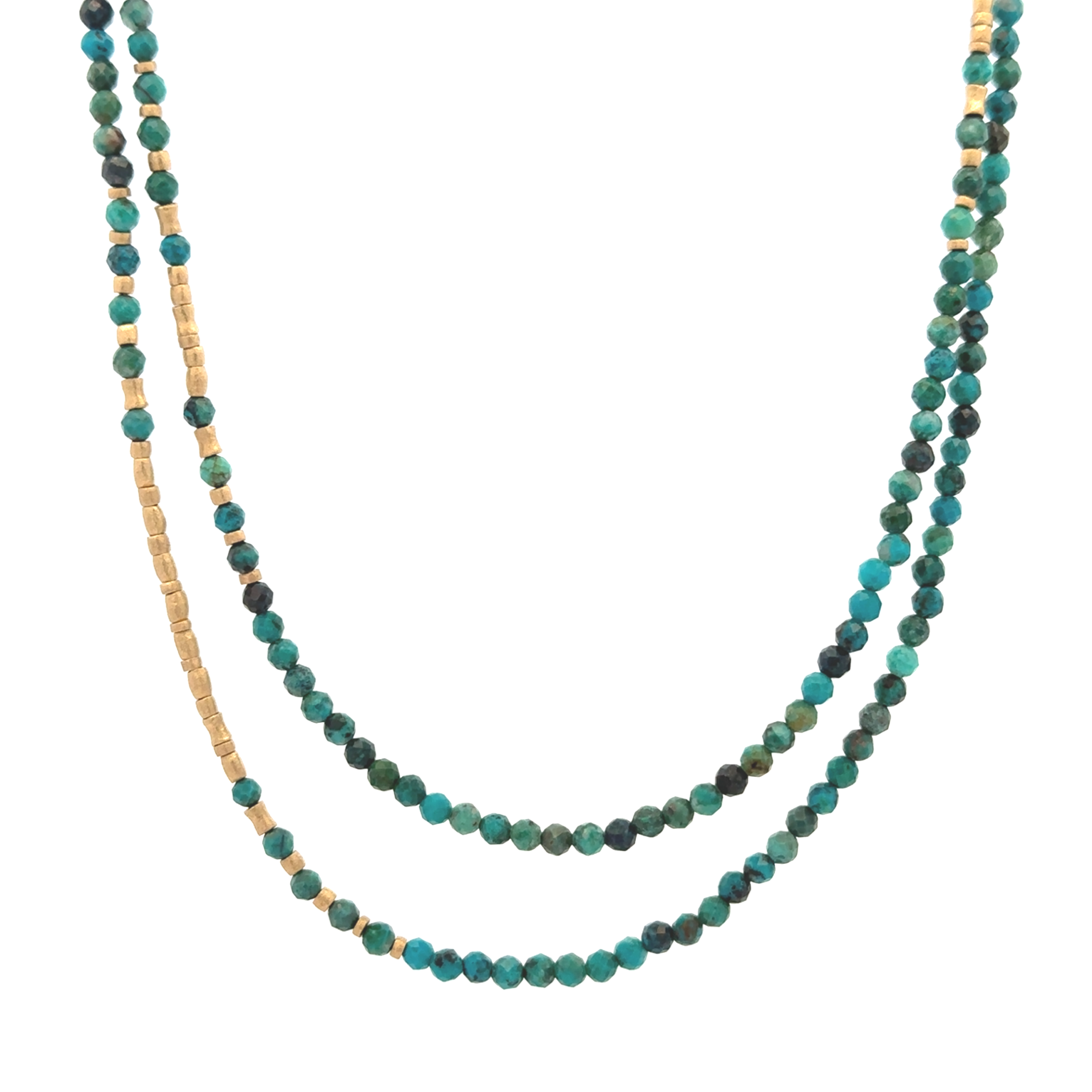 18 karat Yellow Gold and Chrysocolla Beaded Necklace
