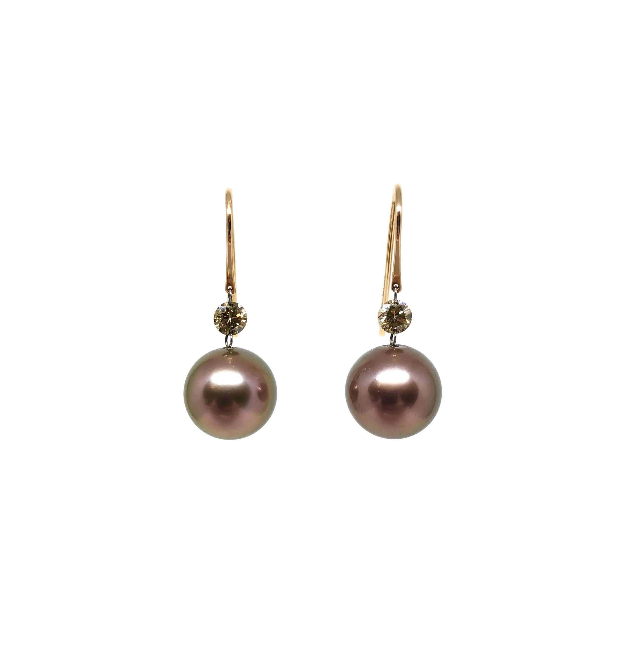 Tahitian Pearl and Diamond Drop Earrings