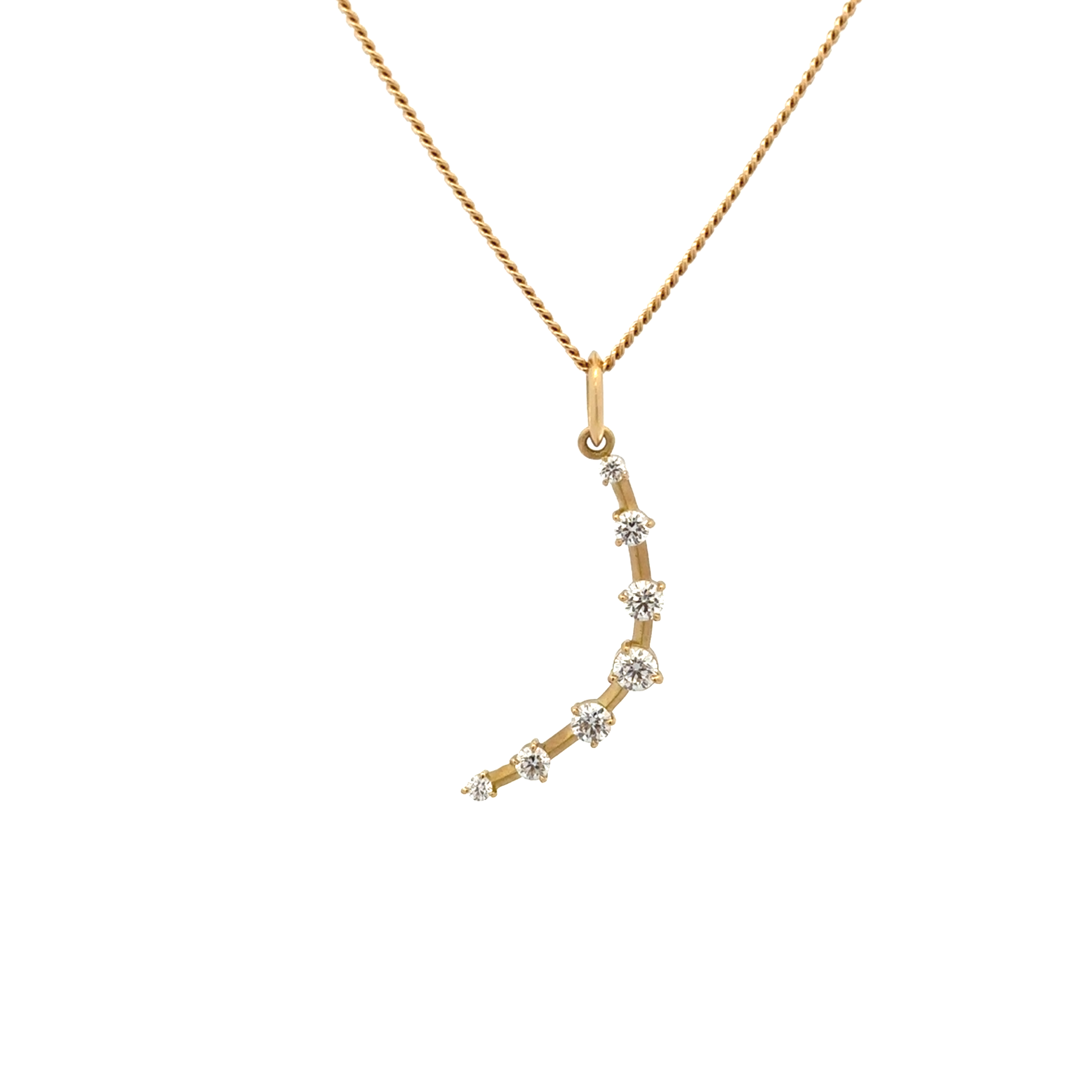 Yellow Gold and Diamond 1" Crescent Charm