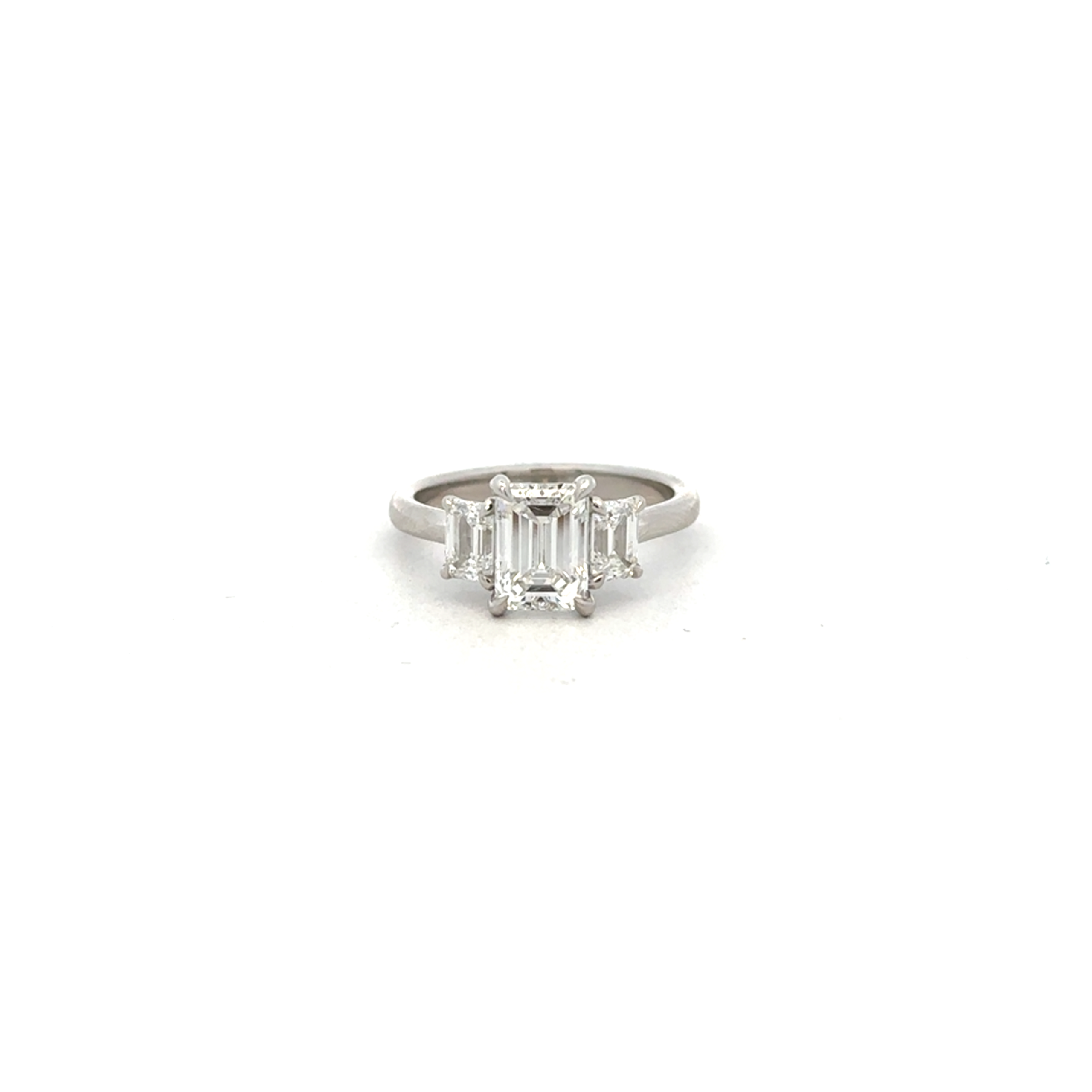 Platinum Three Emerald Cut Diamond Ring