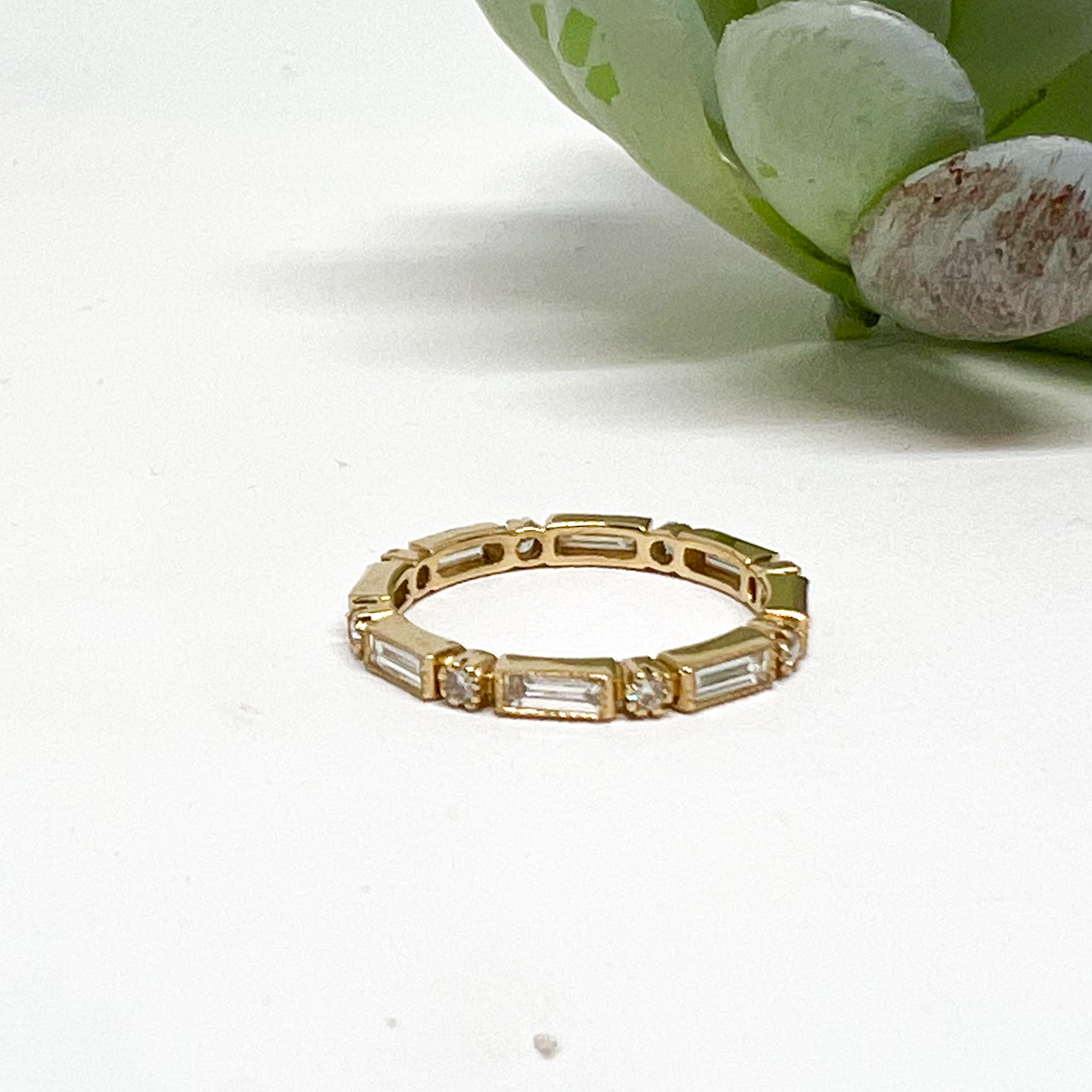 Baguette and Round Diamond Band